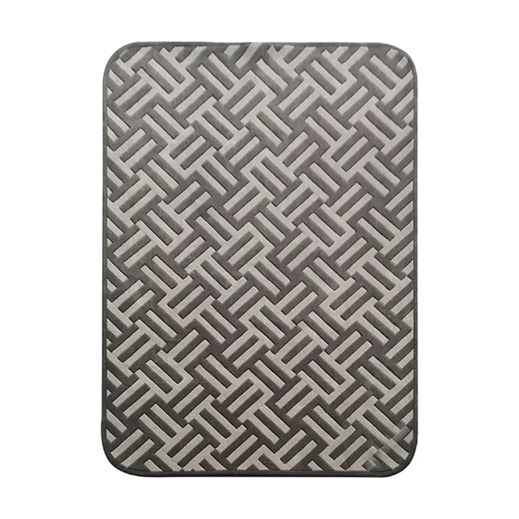 Custom Grey Basketweave Relief Rug in slate — front view
