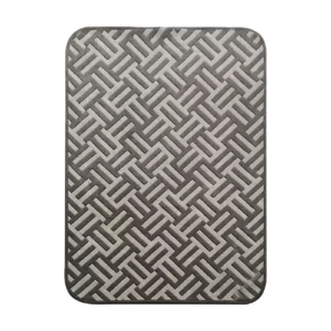 Custom Grey Basketweave Relief Rug in slate — front view