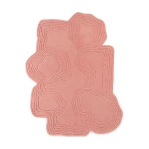 Custom Blush Contour Relief Rug with Wavy Edge in rose stone — front view