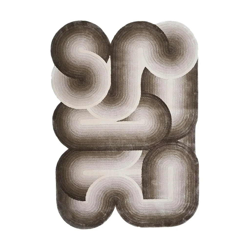 Custom Tube Maze Rug in Taupe Gradient — front view