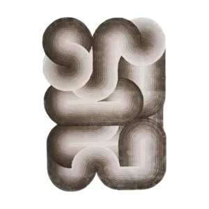 Custom Tube Maze Rug in Taupe Gradient — front view