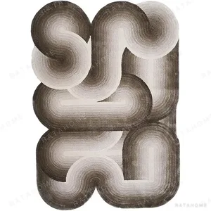 Custom Tube Maze Rug in Taupe Gradient — in a room setting