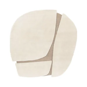Custom Cream Rounded Rug with Taupe Seams in oatmeal — front view