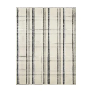 Custom Plaid Rug in Cream and Grey — front view