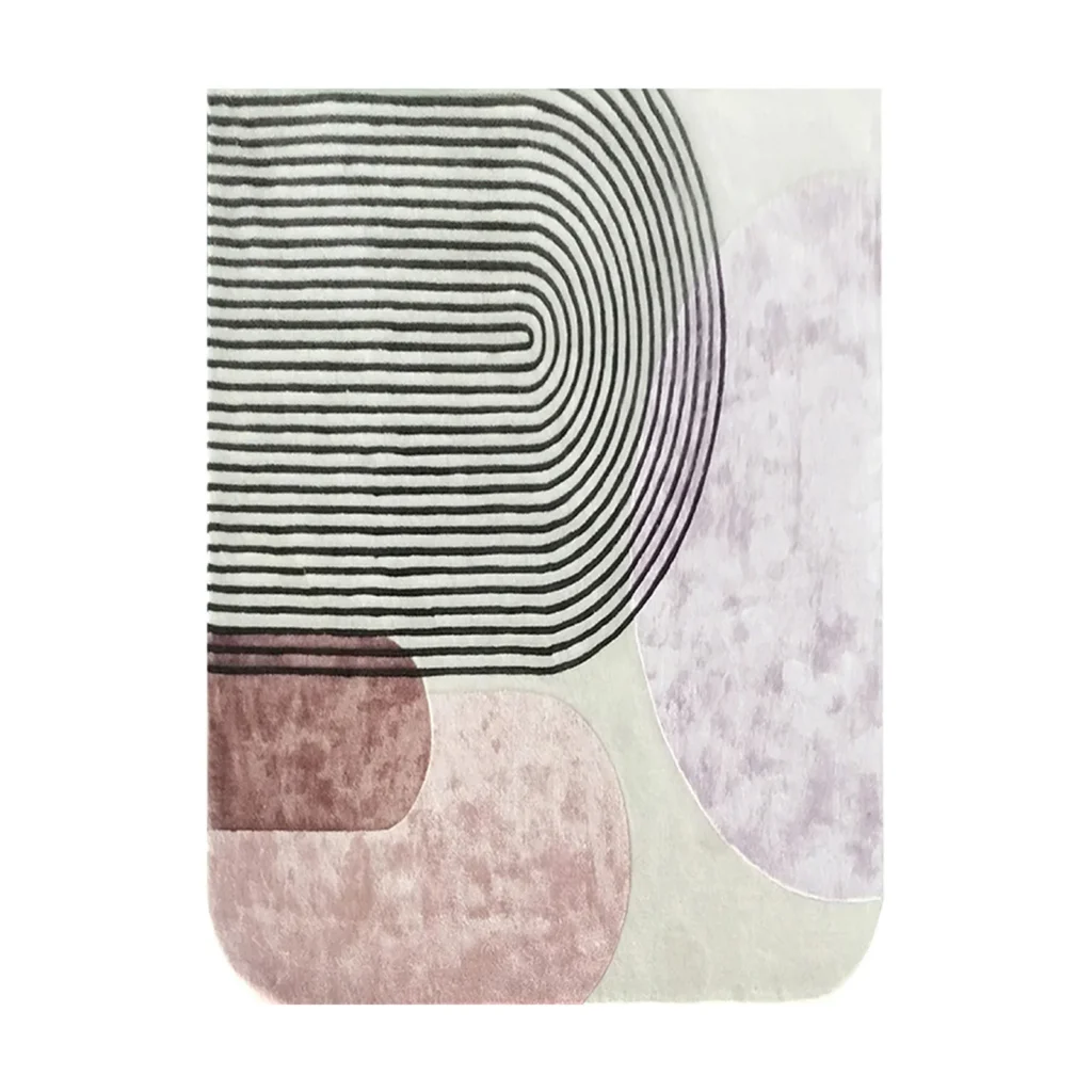 Custom Arch Stripe Rug in Black, Blush and Cream — front view