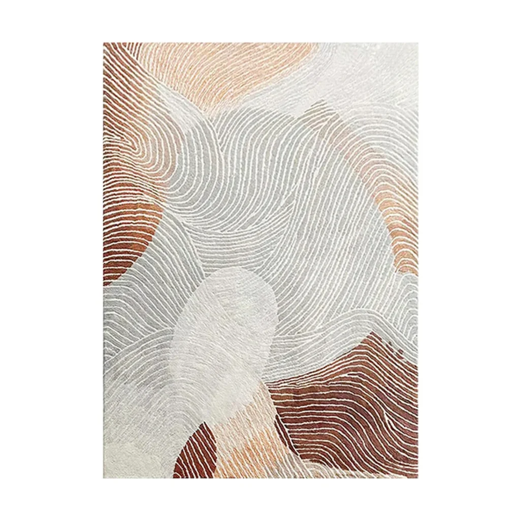 Custom Contour Wave Rug in Grey, Rust and Cream — front view