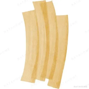Custom Curved Plank Rug in Honey Yellow — in a room setting