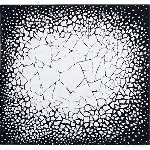 Custom Cracked Ice Rug in Black and White — in a room setting