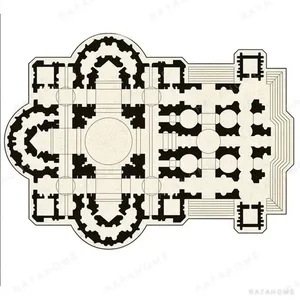 Custom Cathedral Floor Plan Rug in Black and Cream — in a room setting