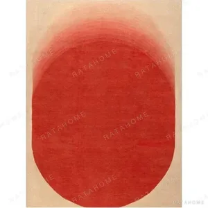 Custom Red Gradient Oval Rug on Cream in red — in a room setting