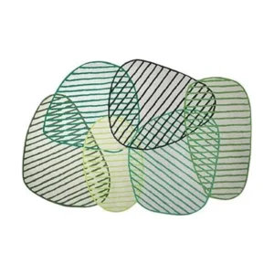 Custom Overlapping Stone Rug in Green Stripes — front view