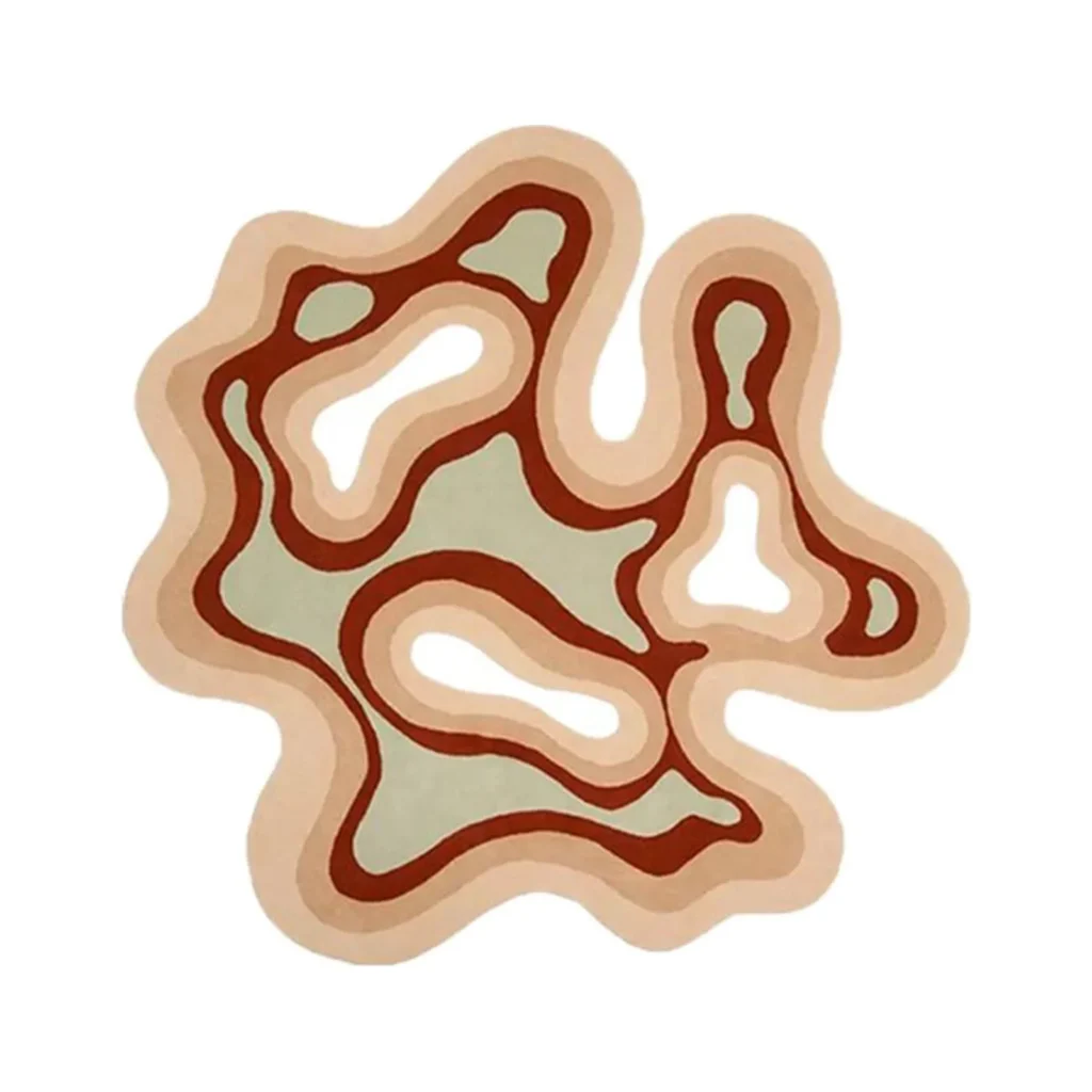 Custom Contour Blob Rug in Blush, Rust and Sage — front view
