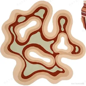 Custom Contour Blob Rug in Blush, Rust and Sage — in a room setting