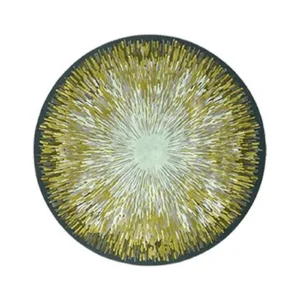 Custom Dandelion Burst Round Rug in Green and Mint — front view