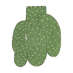 Custom Cactus Rug in Green with Dotted Spines — front view