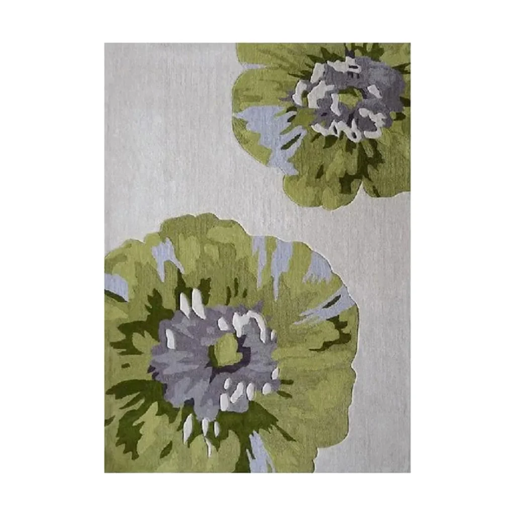 Custom Peony Rug in Olive and Grey — front view