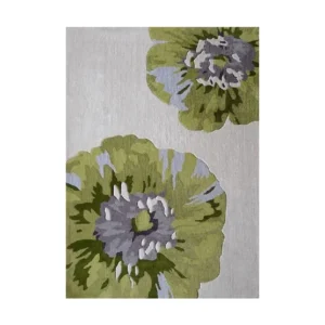 Custom Peony Rug in Olive and Grey — front view