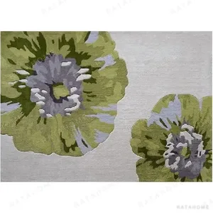 Custom Peony Rug in Olive and Grey — in a room setting