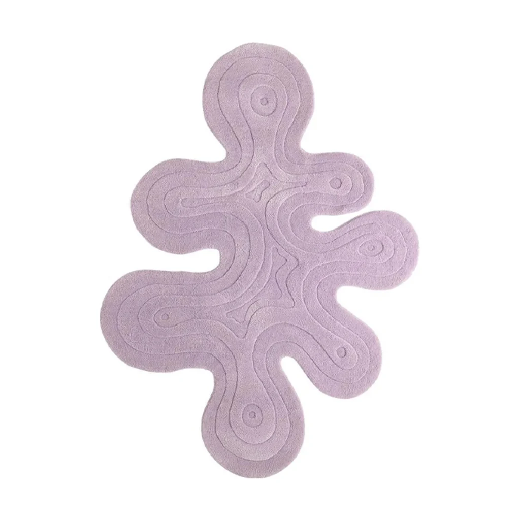 Custom Lilac Splash Rug with Contour Relief in plum — front view