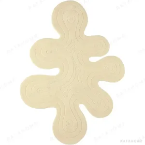 Custom Cream Splash Rug with Contour Relief in oatmeal — in a room setting