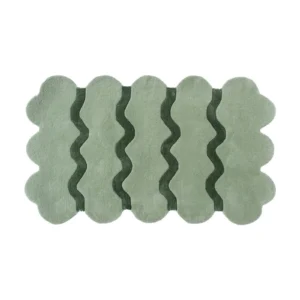 Custom Wavy Stripe Rug in Sage and Forest Green — front view