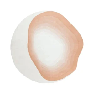 Custom Peach Contour Round Rug on Cream in oatmeal — front view