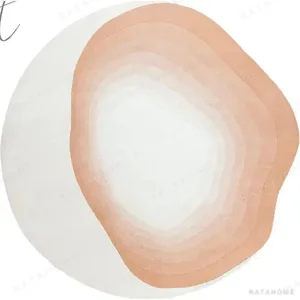 Custom Peach Contour Round Rug on Cream in oatmeal — in a room setting