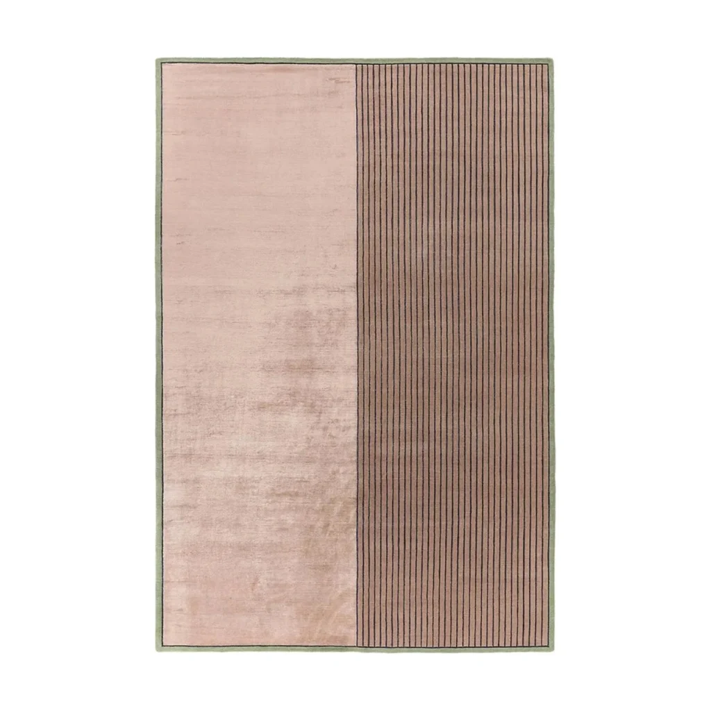 Custom Two-Panel Rug in Blush and Ribbed Taupe — front view