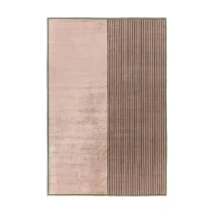 Custom Two-Panel Rug in Blush and Ribbed Taupe — front view