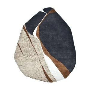 Custom Stone Fragment Rug in Charcoal, Rust and Cream — front view