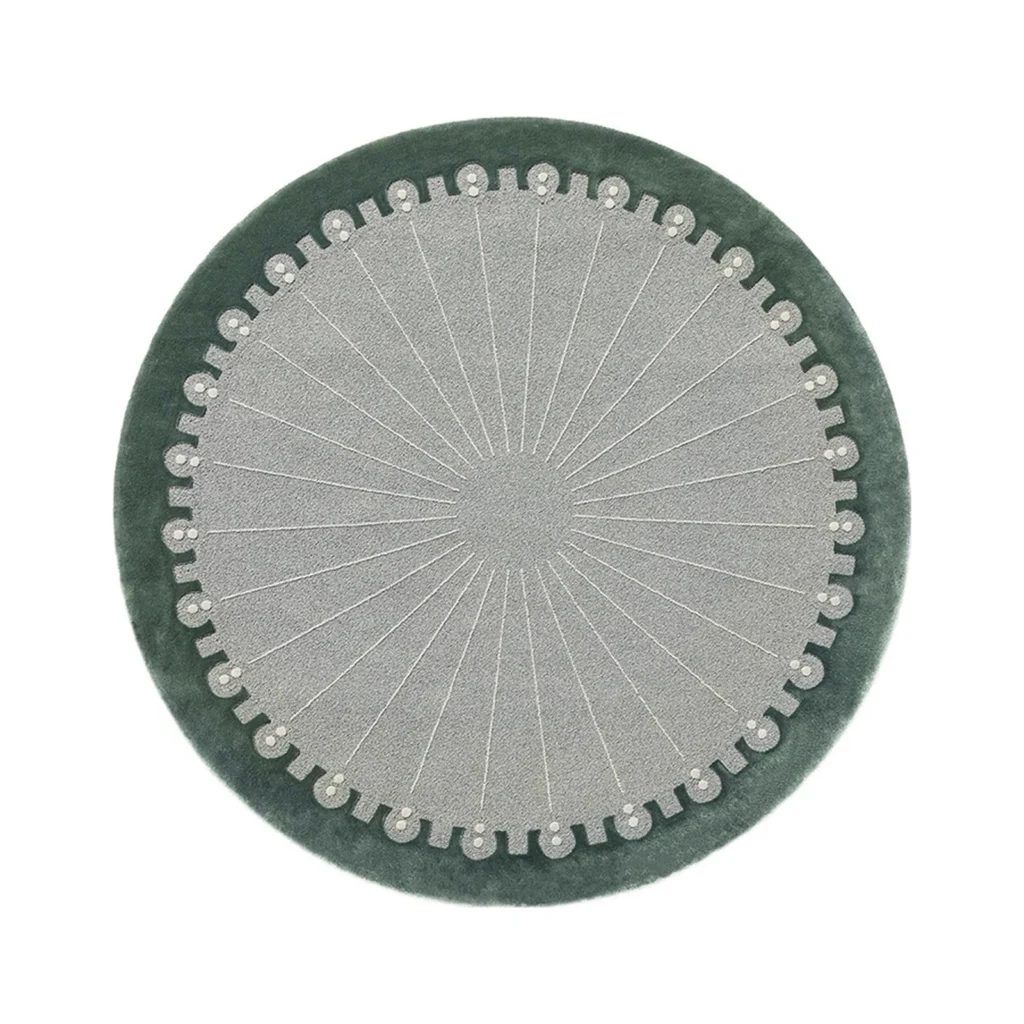 Custom Pearl Edge Round Rug in slate — front view