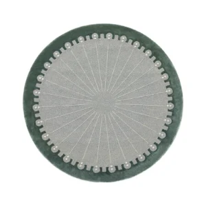 Custom Pearl Edge Round Rug in slate — front view