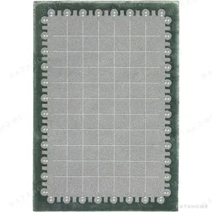 Custom Pearl Edge Grid Rug in Grey and Sage — in a room setting