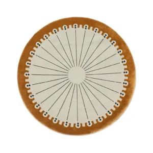 Custom Dotted Edge Round Rug in Cream and Amber — front view