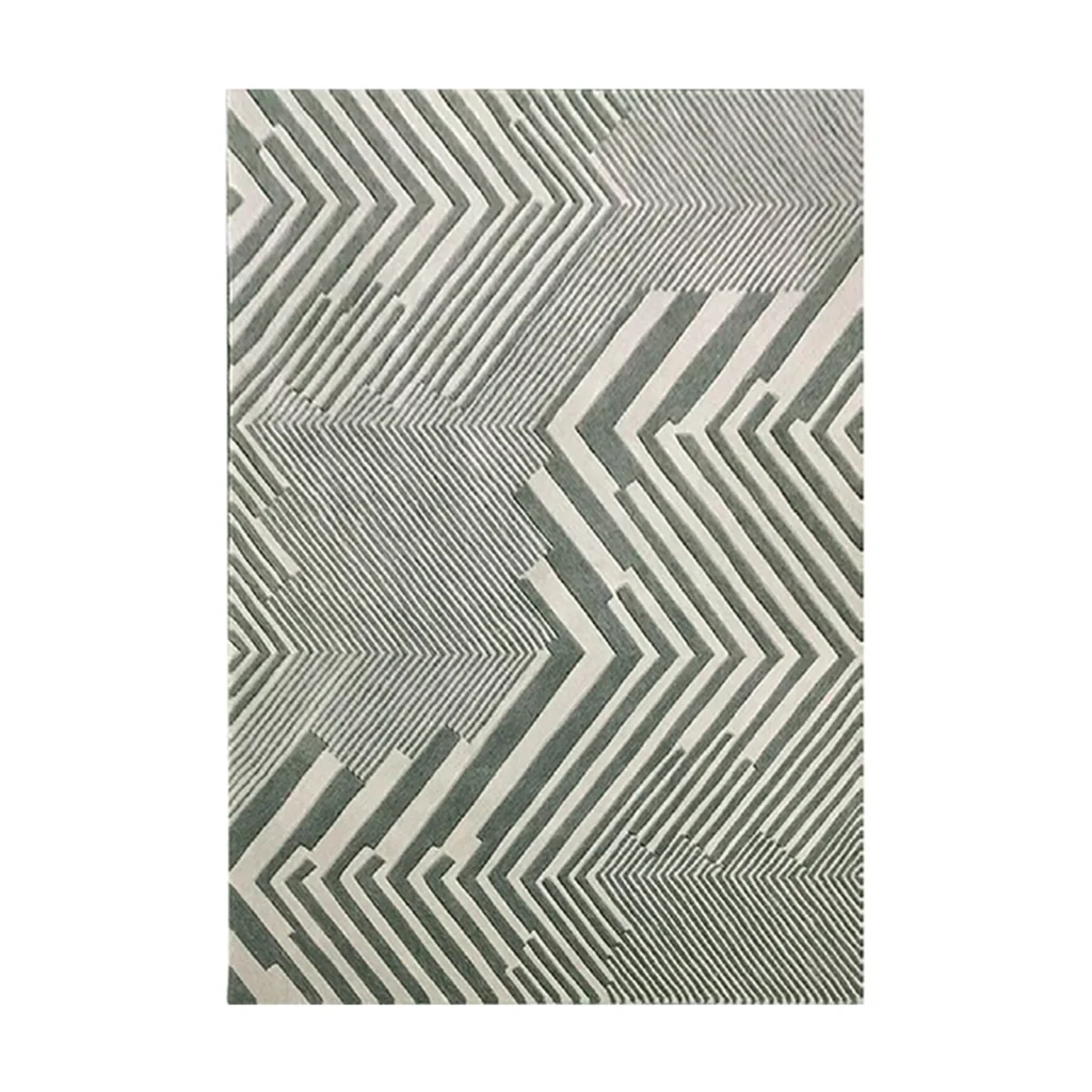 Custom Chevron Stripe Rug in Sage and Cream — front view