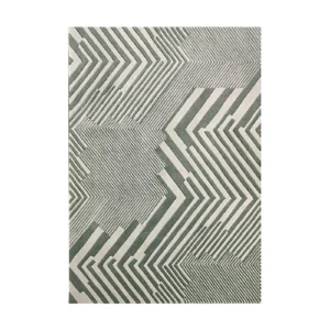 Custom Chevron Stripe Rug in Sage and Cream — front view