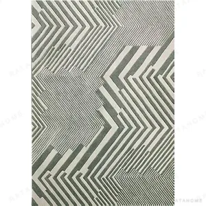 Custom Chevron Stripe Rug in Sage and Cream — in a room setting