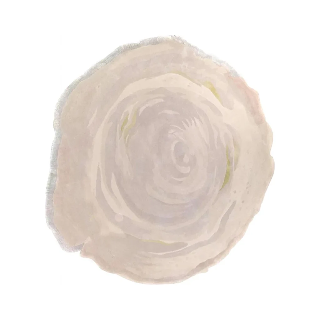 Custom Swirl Stone Round Rug in Cream and Taupe — front view