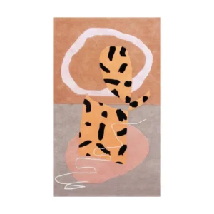 Custom Leopard Collage Rug in Terracotta, Pink and Grey — front view