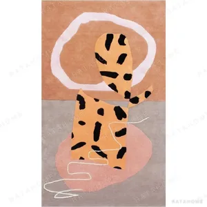 Custom Leopard Collage Rug in Terracotta, Pink and Grey — in a room setting