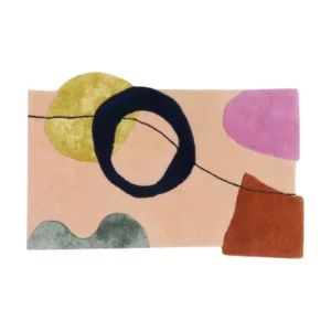 Custom Abstract Shapes Rug in Blush, Olive, Navy and Lilac — front view