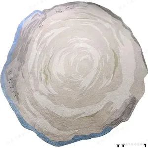 Custom Swirl Stone Round Rug in slate — in a room setting