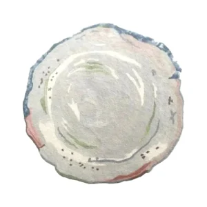 Custom Swirl Stone Round Rug in Cream, Sage and Blue — front view