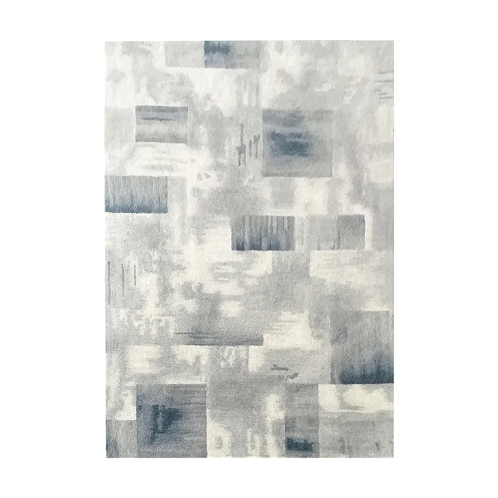 Custom Brushed Block Rug in Grey and Cream — front view