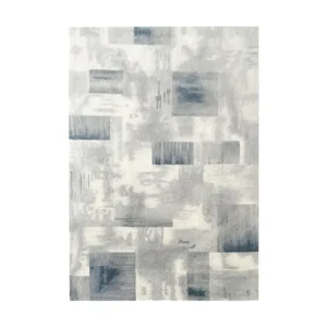 Custom Brushed Block Rug in Grey and Cream — front view