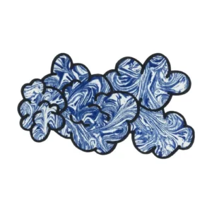 Custom Blue Marble Cloud Rug with Black Outline in blue — front view