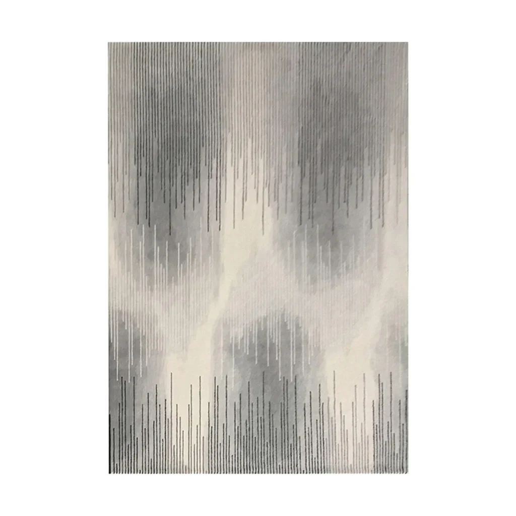 Custom Vertical Line Gradient Rug in Grey and Cream — front view