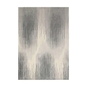 Custom Vertical Line Gradient Rug in Grey and Cream — front view