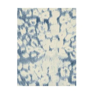 Custom Leopard Spot Rug in Blue and Cream — front view