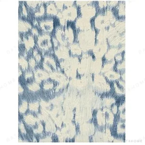 Custom Leopard Spot Rug in Blue and Cream — in a room setting